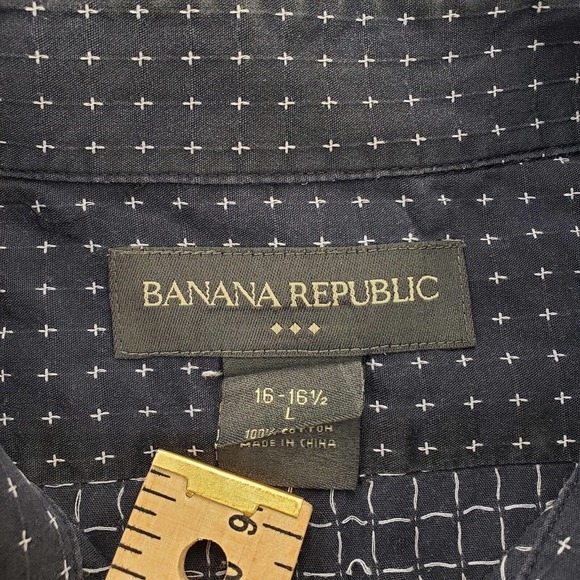 Banana Republic Shirt Mens 16 16.5 Large blue Long Sleeve Button‎ Up - Picture 3 of 10
